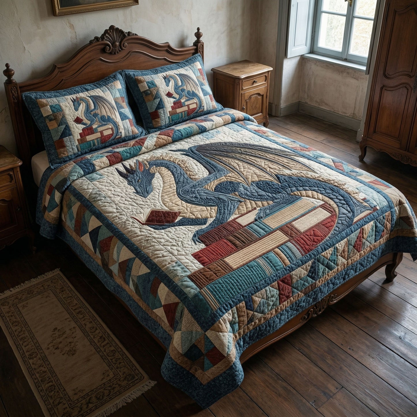 Classic Dragon 3-Piece Quilted Bedding Set NCU0NT12670