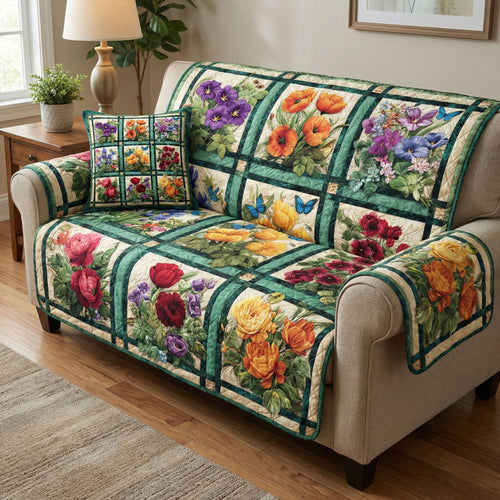 Classic Floral Quilted Sofa Cover NCU0NT12344