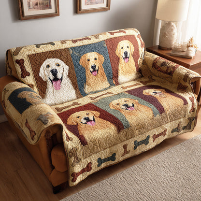 Classic Golden Quilted Sofa Cover NCU0TD2169