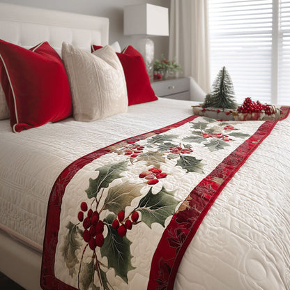Classic Holly Charm Quilted Bed Runner NCU0PT10569