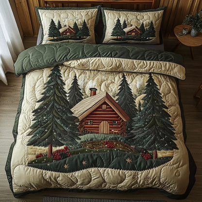 Classic Log Cabin 3-Piece Quilted Bedding Set NCU0DK3578