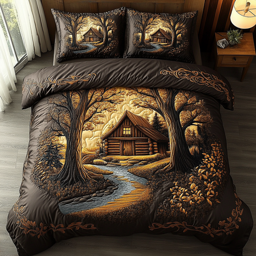 Classic Log Cabin 3-Piece Quilted Bedding Set NCU0DK3677