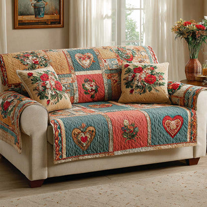 Classic Love Letter Quilted Sofa Cover NCU0XD2242