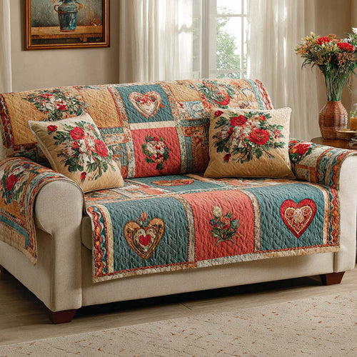 Classic Love Letter Quilted Sofa Cover NCU0XD2242