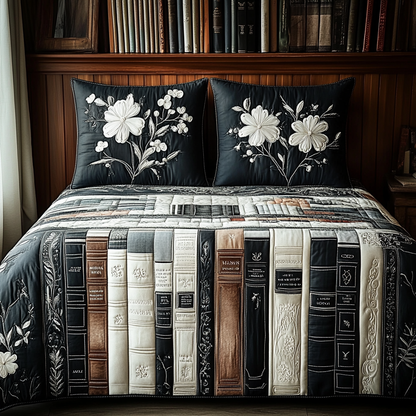 Classic Pages 3-Piece Quilted Bedding Set NCU0VL2543