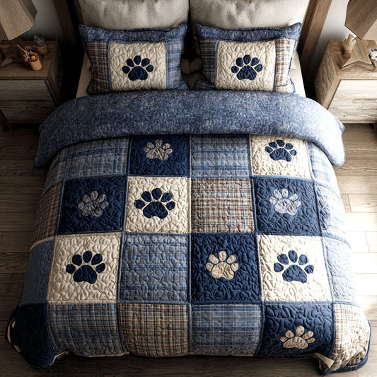 Classic Paw 3-Piece Quilted Bedding Set NCU0TV1442