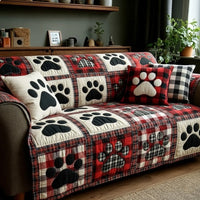 Classic Plaid Love Paw Quilted Sofa Cover NCU0NT11534