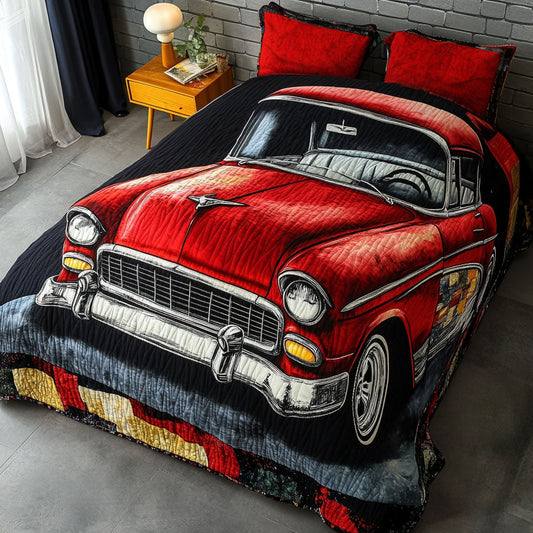 Classic Red Racer 3-Piece Quilted Bedding Set NCU0PT5484