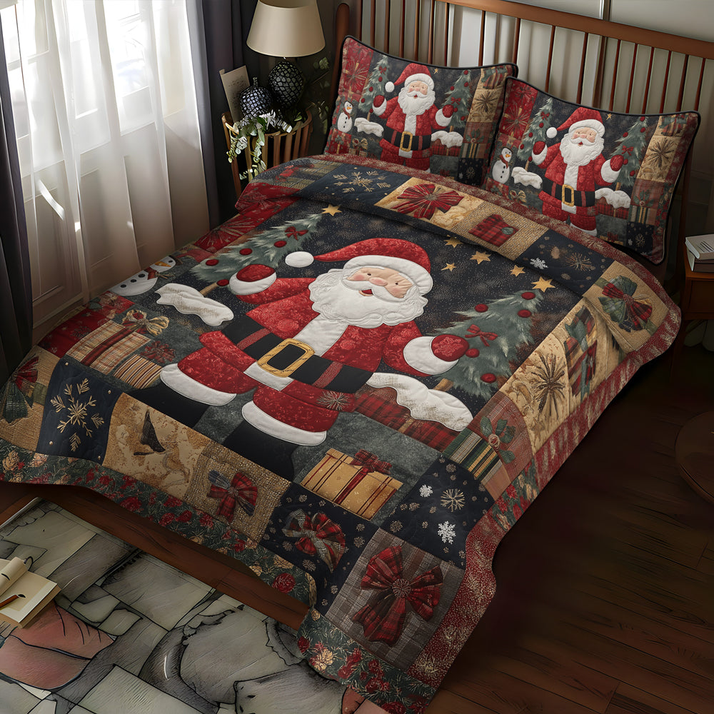 Classic Santa Charm 3-Piece Quilted Bedding Set NCU0TL1778