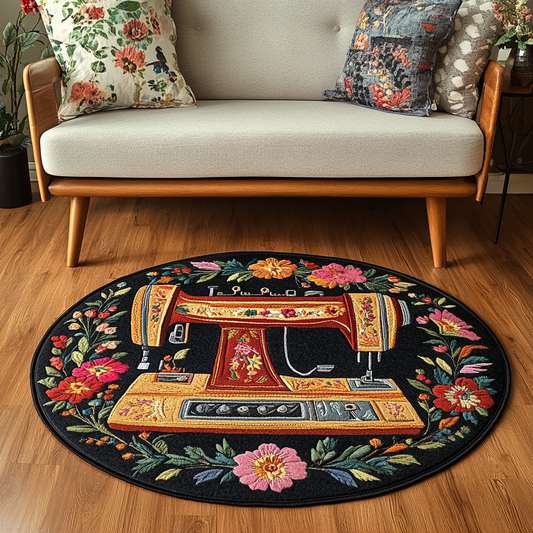 Classic Sewing Machine Quilted Round Mat NCU0DK7843