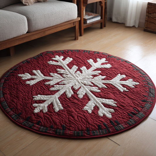 Classic Snowflake Emblem Quilted Round Mat NCU0HH414