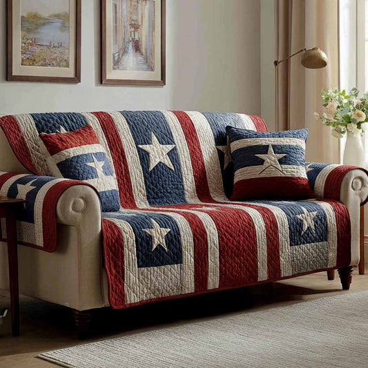 Classic Stripes Quilted Sofa Cover NCU0XD2299