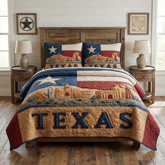 Classic Texas Flag 3-Piece Quilted Bedding Set NCU0QD010
