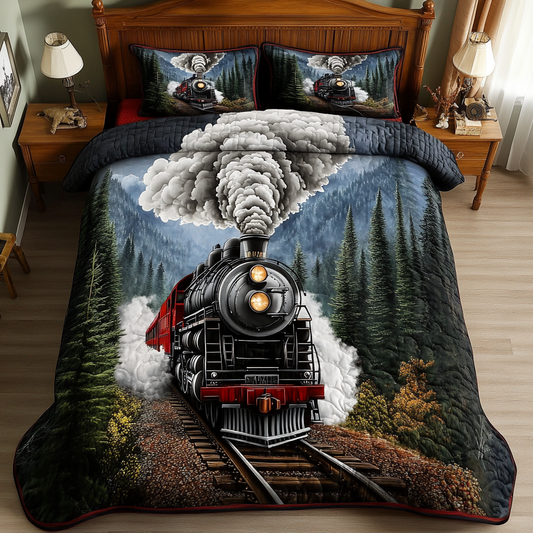 Classic Train 3-Piece Quilted Bedding Set NCU0DK7988