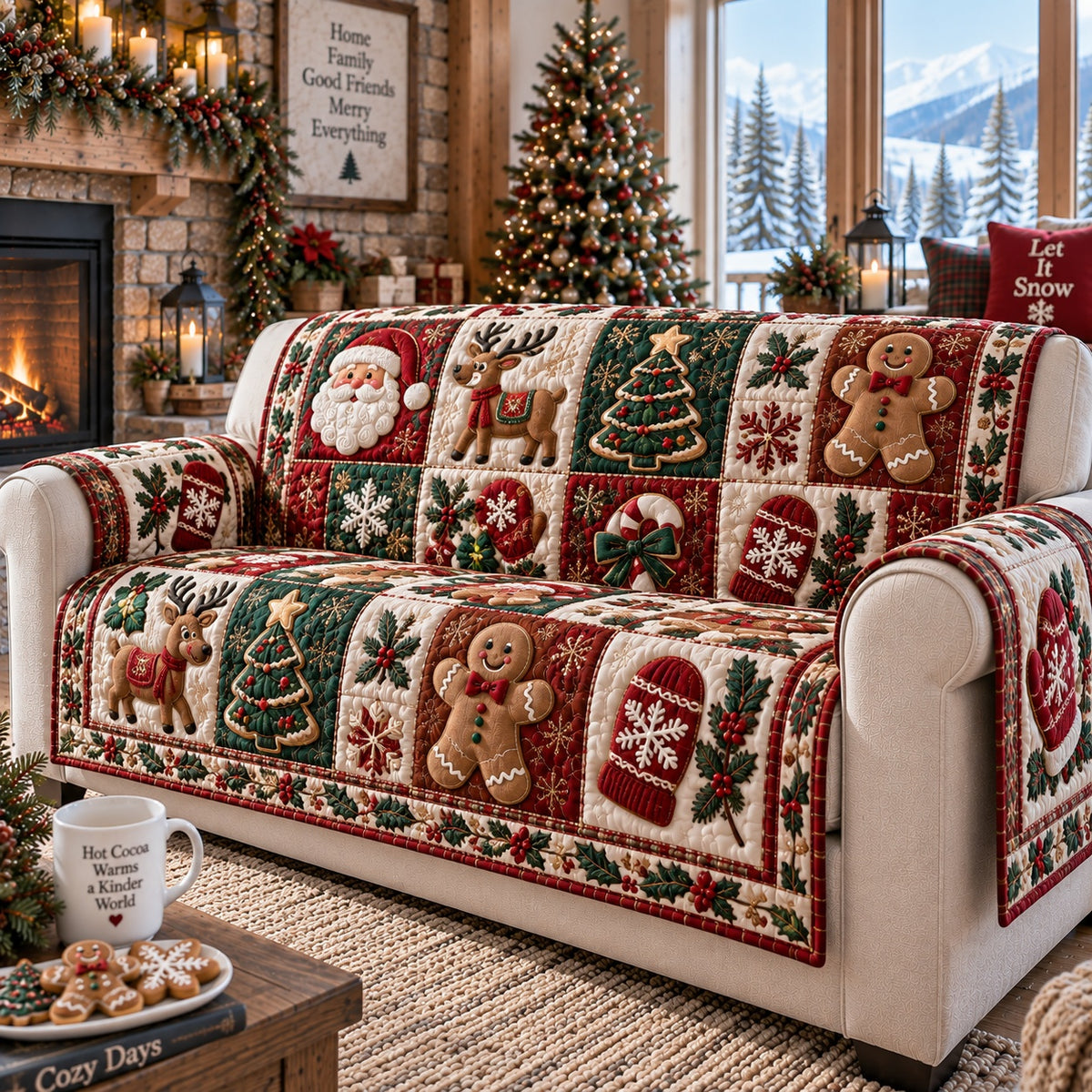 Claus Woodland Medley Quilted Sofa Cover NCU0VL4041