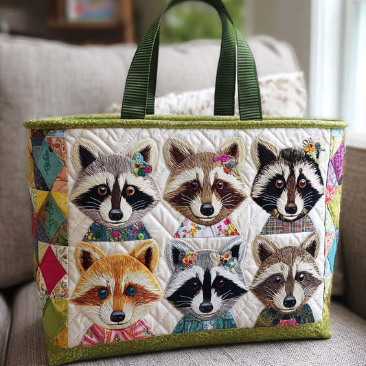 Clever Raccoon Quilted Tote Bag NCU0NT9220