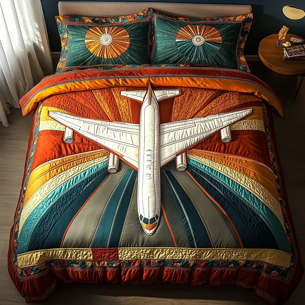 Cloudbound Airplane 3-Piece Quilted Bedding Set NCU0DK4192