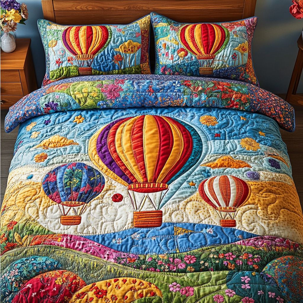 Cloudscape Delight 3-Piece Quilted Bedding Set NCU0VH2722