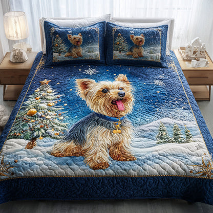 Cloudy Yorkshire Terrier 3-Piece Quilted Bedding Set NCU0HH607
