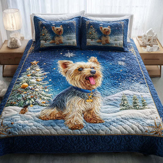 Cloudy Yorkshire Terrier 3-Piece Quilted Bedding Set NCU0HH607