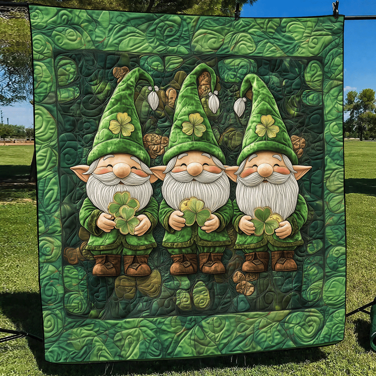 Clover Grove Gnome Quilted Blanket NCU0TL2297
