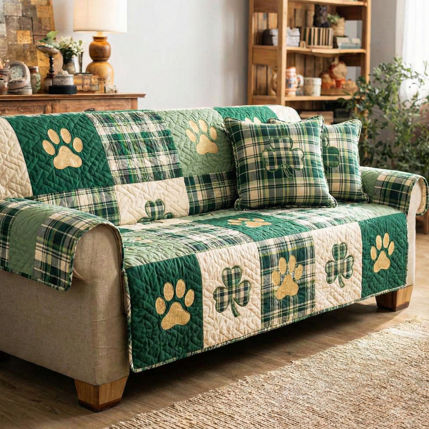 Clover Paws Cozy Quilted Sofa Cover NCU0NT12206