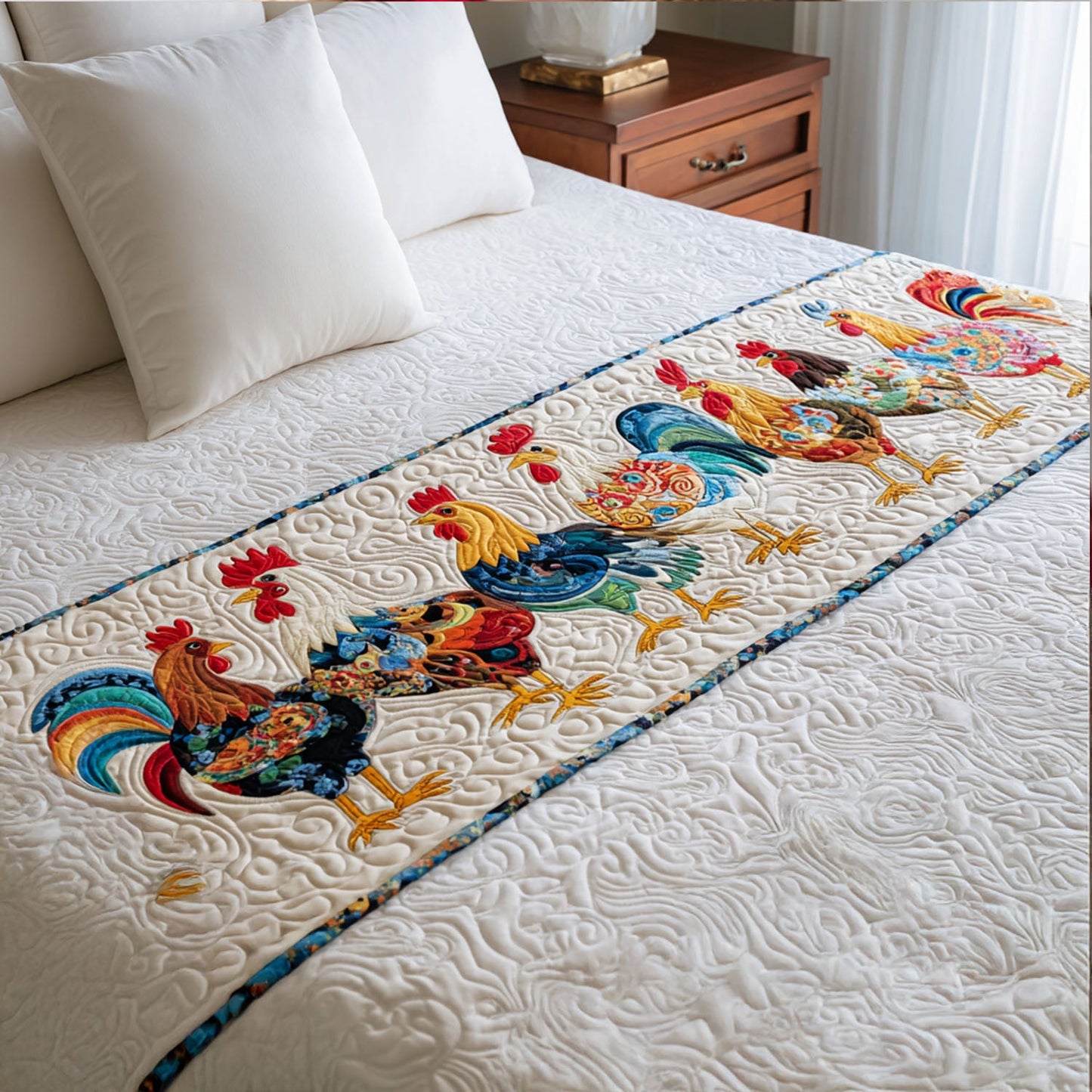 Cluck Celebration Quilted Bed Runner NCU0PT8059