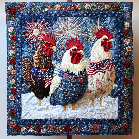 Cluck Stars and Fireworks Quilted Blanket NCU0PT3918