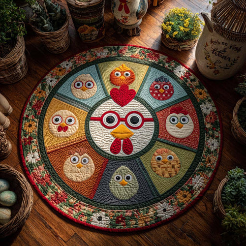 Cluckberry Pie Quilted Round Mat NCU0XD023