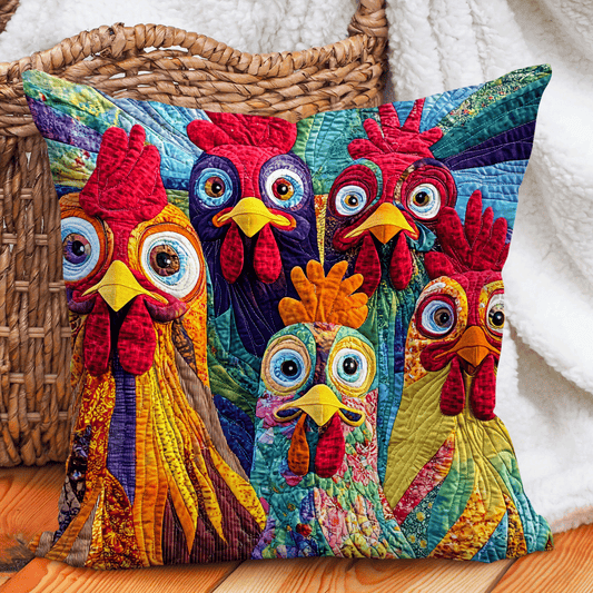 Cluckin Crazy Quilted Pillow Case NCU0DV3962