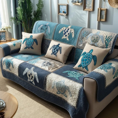 Coastal Turtle Quilted Sofa Cover NCU0DV9247