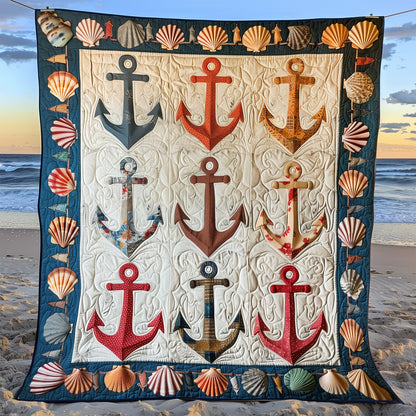 Coastal Anchors Quilted Blanket NCU0TH1312