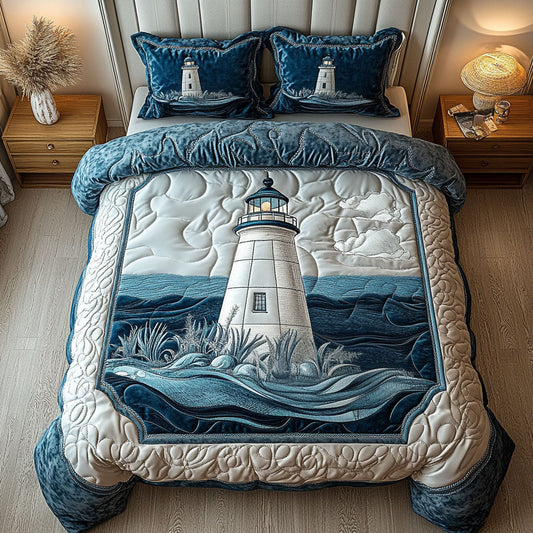 Coastal Beacon 3-Piece Quilted Bedding Set NCU0NT4268