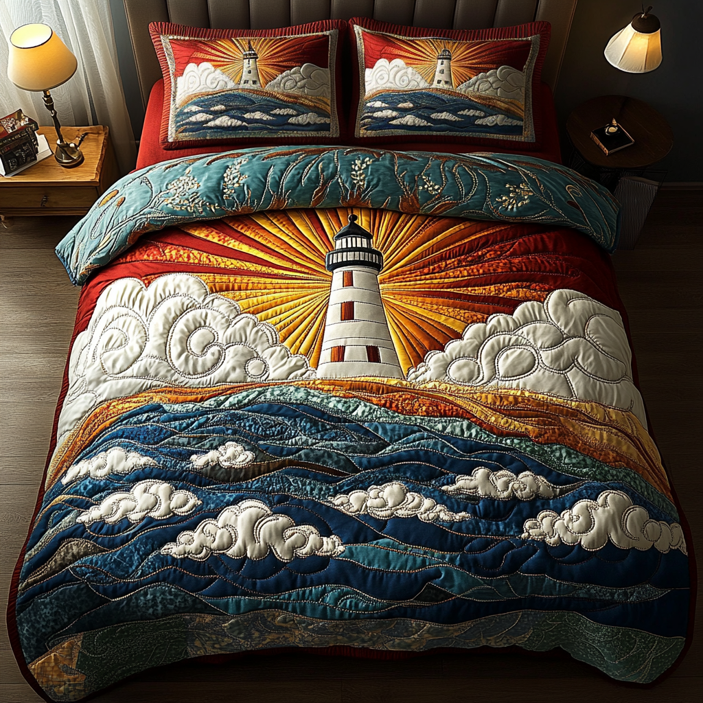 Coastal Beacon 3-Piece Quilted Bedding Set NCU0DV2950