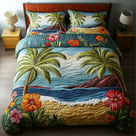 Coastal Bliss 3-Piece Quilted Bedding Set NCU0DK5971