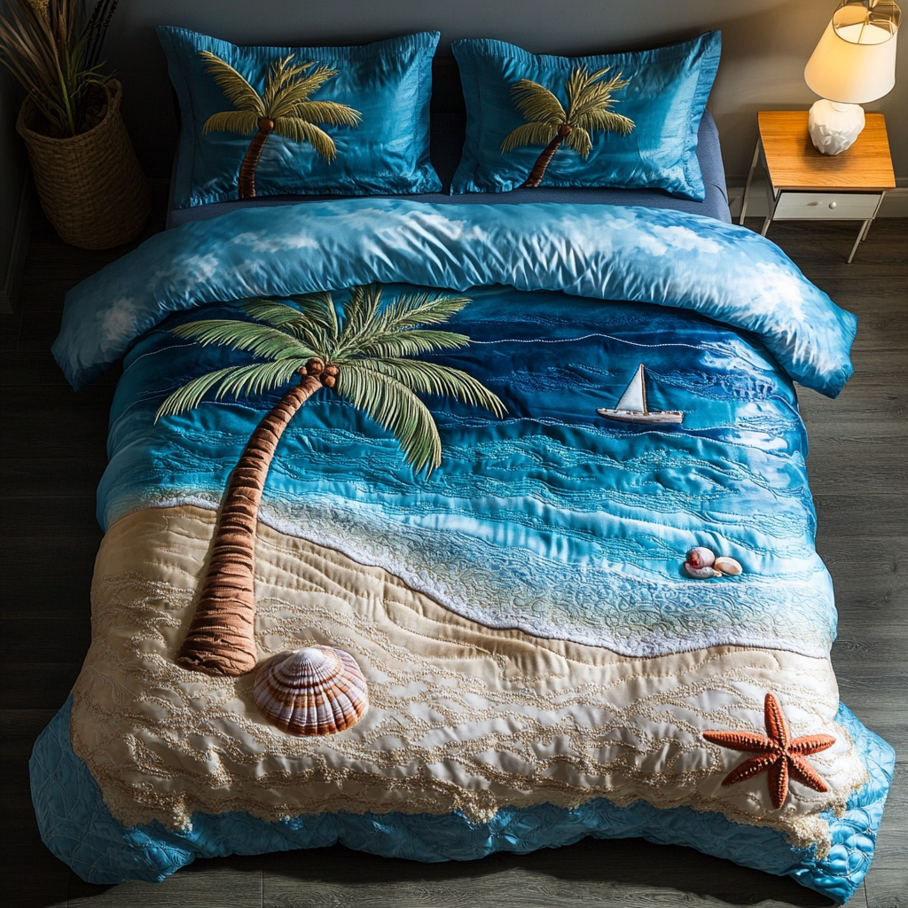 Coastal Bliss 3-Piece Quilted Bedding Set NCU0DK6014