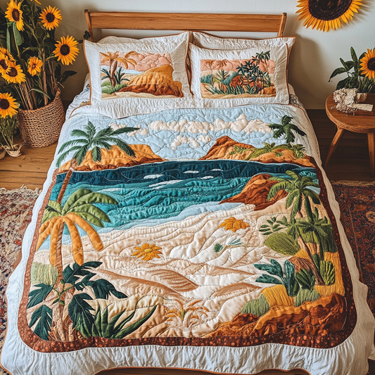 Coastal Bliss 3-Piece Quilted Bedding Set NCU0VL1740