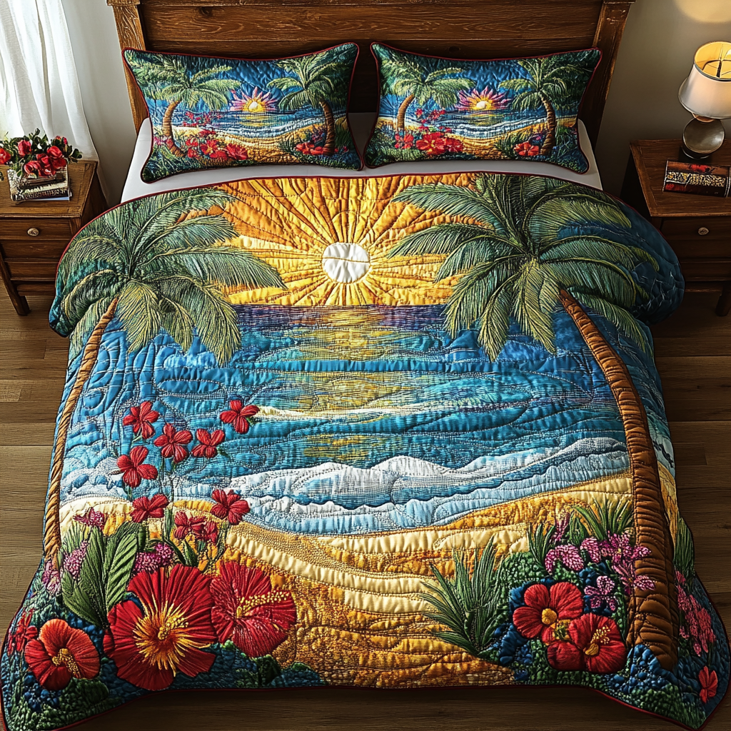 Coastal Bliss 3-Piece Quilted Bedding Set NCU0VL1866