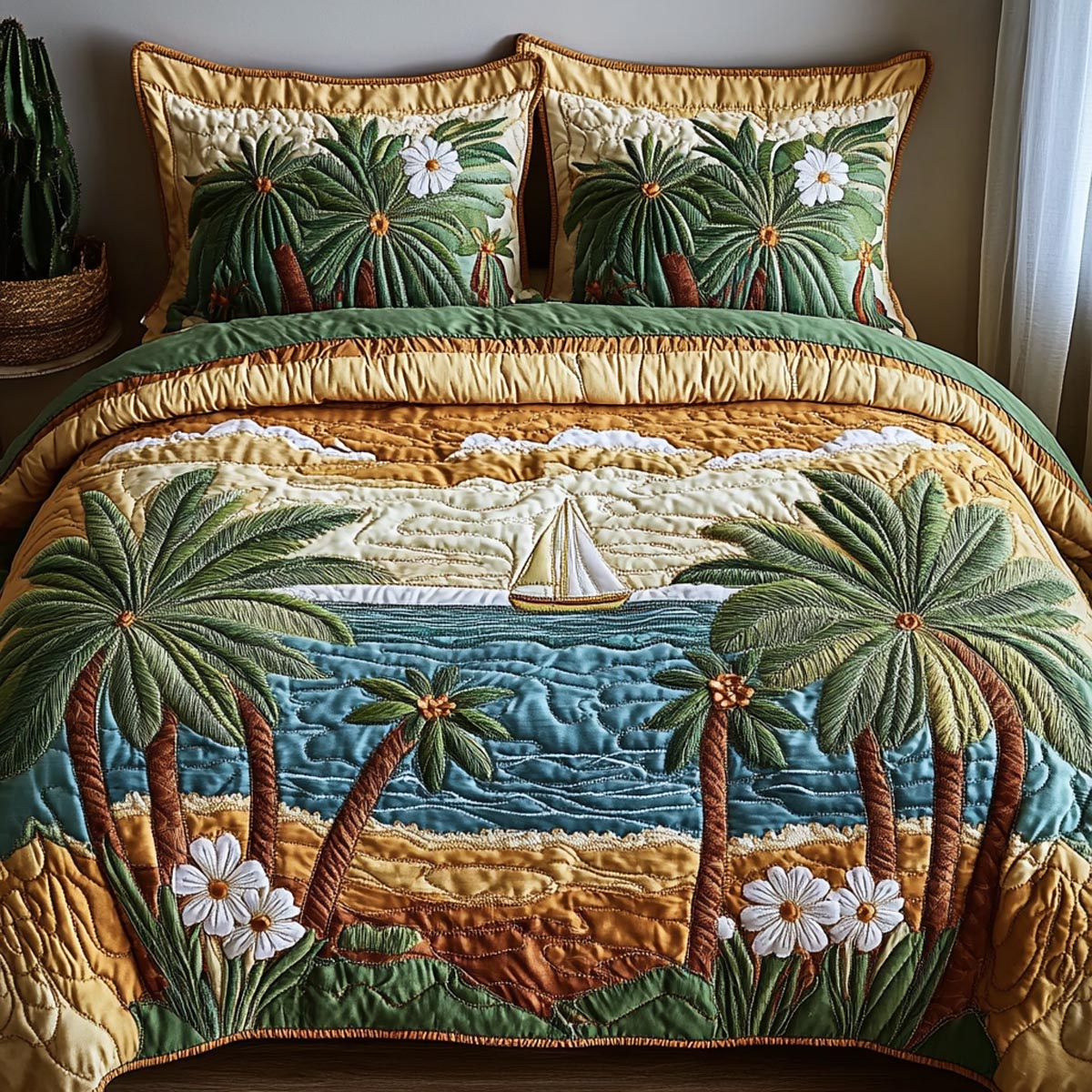 Coastal Breeze 3-Piece Quilted Bedding Set NCU0DV9494