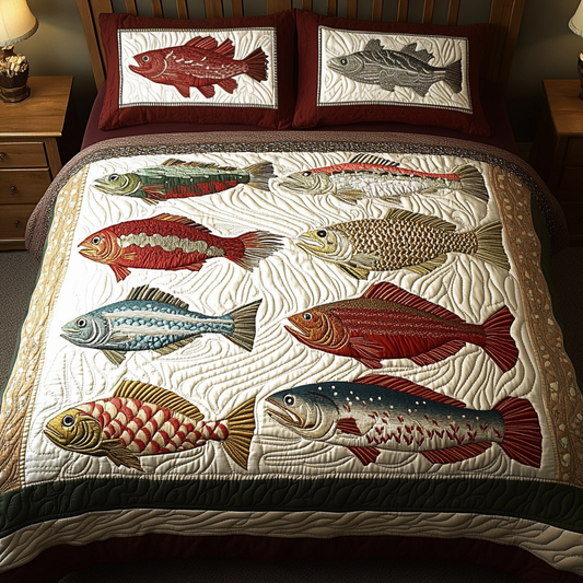 Coastal Breeze 3-Piece Quilted Bedding Set NCU0VH2094