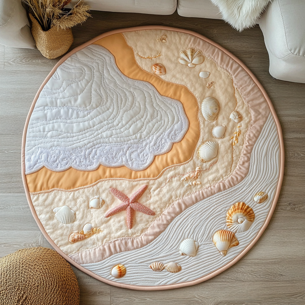 Coastal Breeze Quilted Round Mat NCU0DK7255