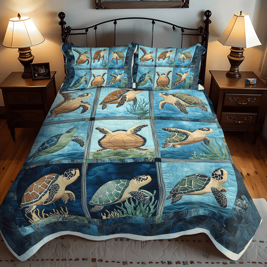 Coastal Calm 3-Piece Quilted Bedding Set NCU0TL1135