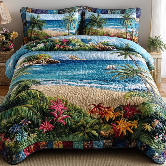Coastal Chill 3-Piece Quilted Bedding Set NCU0VL2353