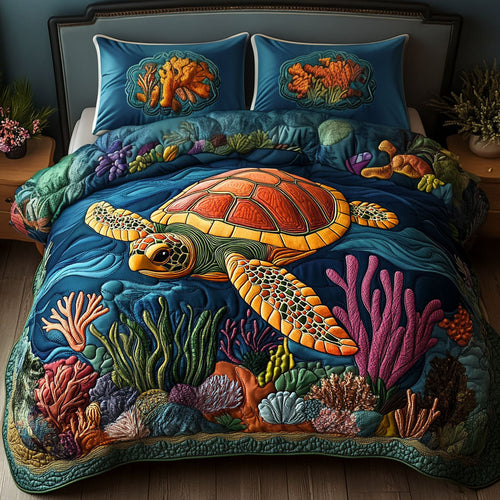 Coastal Compass 3-Piece Quilted Bedding Set NCU0PT2398