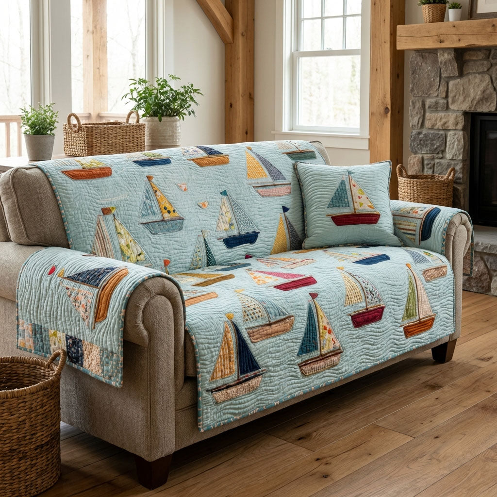 Coastal Cruise Quilted Sofa Cover NCU0DK12148