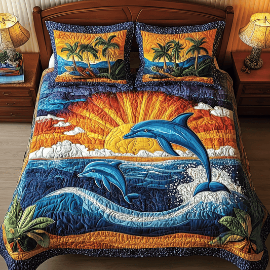 Coastal Dolphin Quilted Bedding Set NCU0TH2711