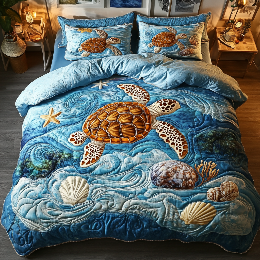 Coastal Dreams 3-Piece Quilted Bedding Set NCU0VH3934