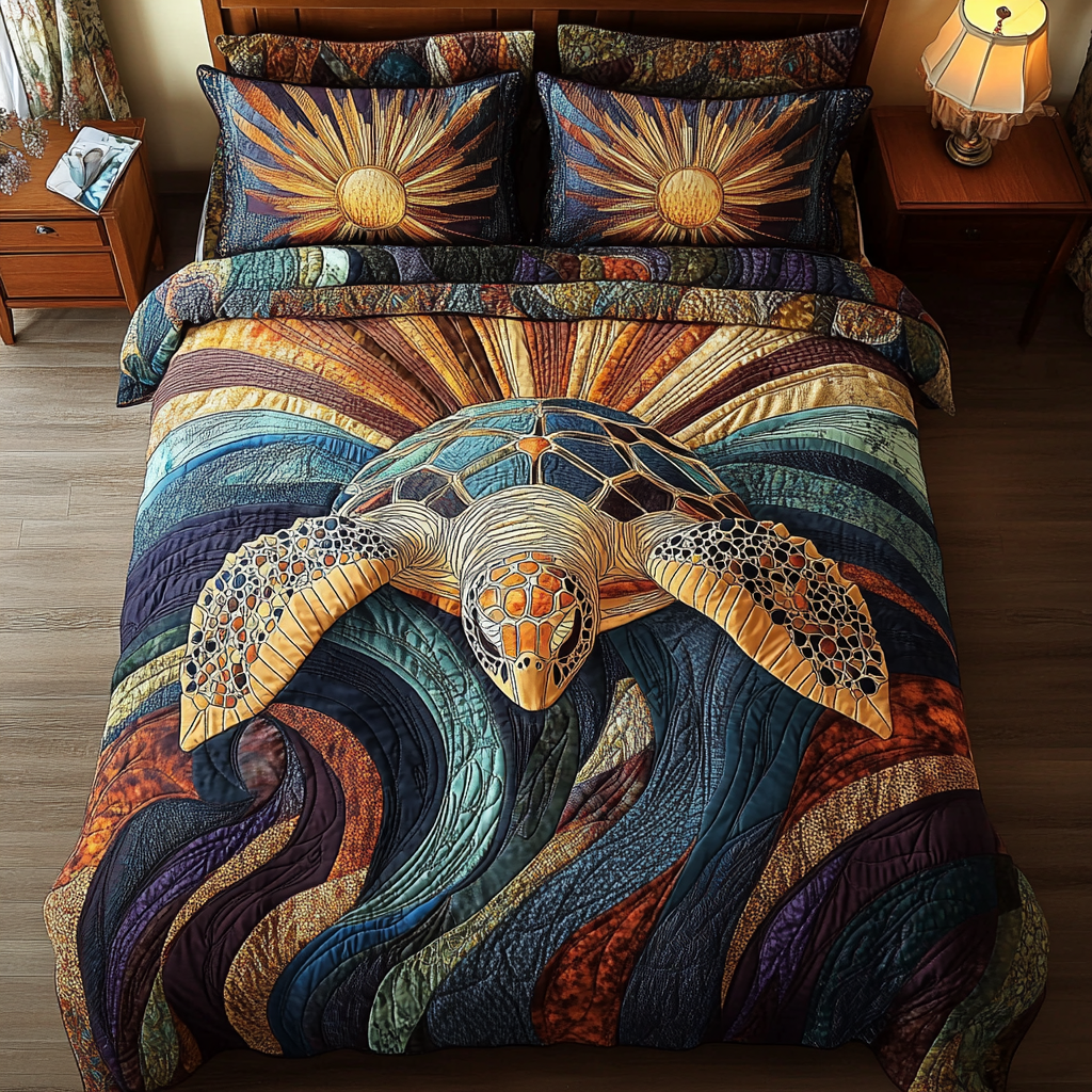 Coastal Drift 3-Piece Quilted Bedding Set NCU0DK5144