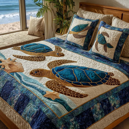 Coastal Drift 3-Piece Quilted Bedding Set NCU0NT11706
