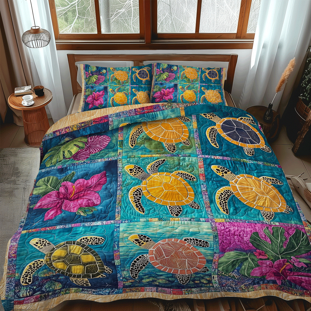 Coastal Drift 3-Piece Quilted Bedding Set NCU0TL1126